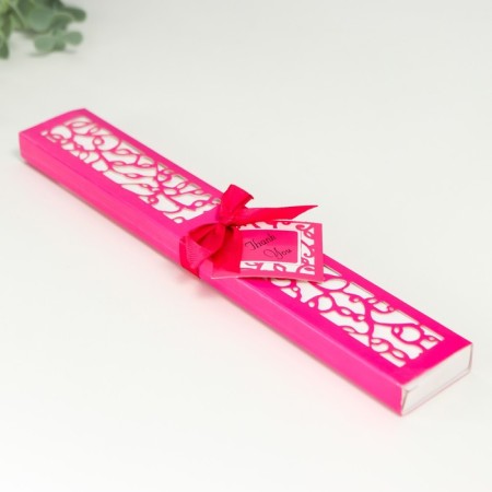 Fan bamboo, textiles h = 22 cm "monocet" in the box, fuchsia-7
