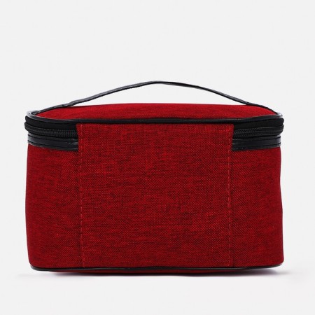 Cosmetic bag with a lightning, with a lining, burgundy color-1