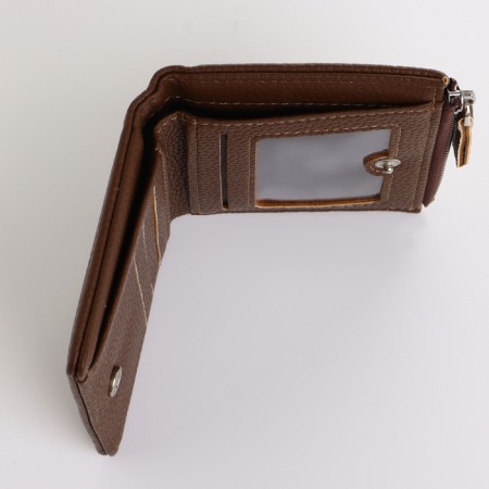 Women's wallet on the button, brown color-3