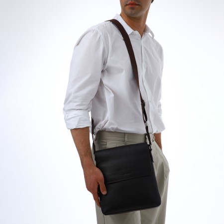 Men's bag over the shoulder, Textura, external pocket, brown color-11