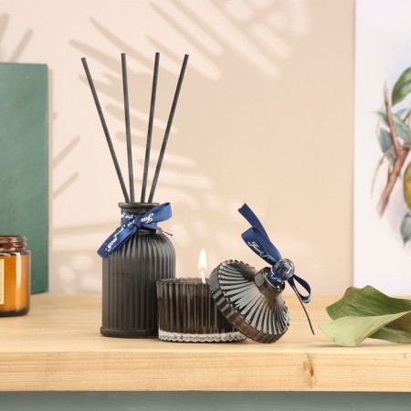Set of diffuser 100 ml+candle 6x9 cm, black gentleman, black
