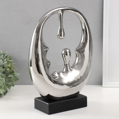 Souvenir Ceramics "Abstraction. Drops" silver 8.8x24x34.5 cm-1