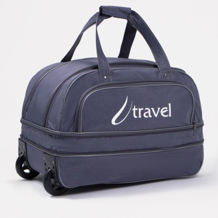 Road bag on wheels, lightning department with an increase, external pocket, gray color-2