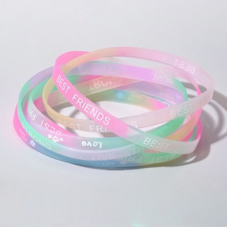Silicone bracelet "reflective" joy, set of 10 pcs., Mix color, 6 cm-2