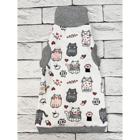 Cat Turtlenge "Cats", size L (DS 32 cm, OG 34-40 cm, Osh 21-26 cm), cotton-1