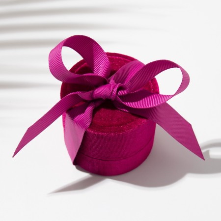 Case from Korean velvet for earrings/ring "Surprise" 5.8 × 5.3 cm, burgundy color-3