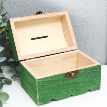 Casket wood "chest" green 8x8x12 cm-5