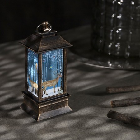 LED figure "Lantern with a deer" 5.5 × 13 × 5.5 cm, plastic, batteries AG13x3, glow warm white-1