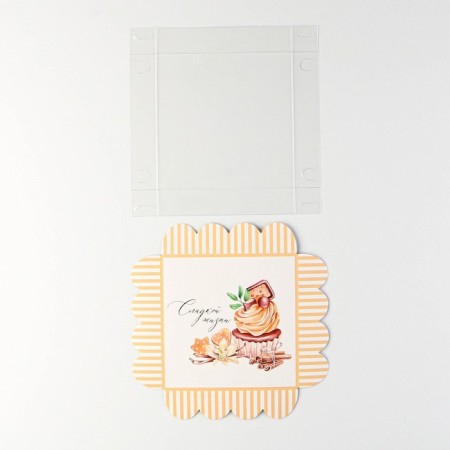 Cookie box, confectionery packaging with PVC lid, “sweet life”, 13 x 13 x 3 cm-4