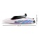 The radio -controlled “speedboat” boat works on the battery, the color is white