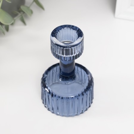 Glass of glass per 1 candle "Cup" blue d = 2.5 cm 6x6x10 cm-2