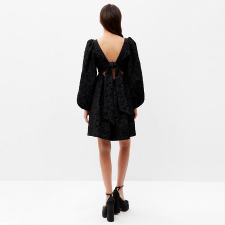 Women's dress with a bow Mist, p. M, black-8