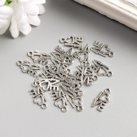 Decor for creativity Metal "Love with heart" silver 1.4x0.8 cm-1