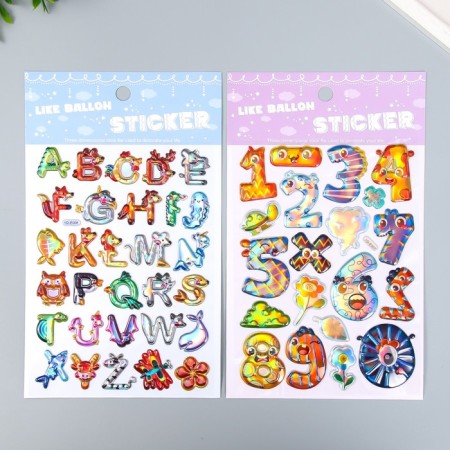 Stick plastic holography with a metal tint "numbers/letters" mix 9.5x27 cm