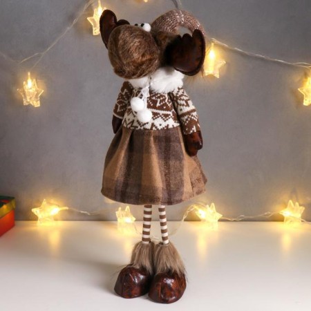 Interior doll "Losik in a skirt in a cell, and a sweater with patterns" 57x12x17 cm-4