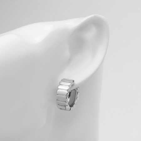 Earrings Metal "Chord" circle of rectangles, color silver-2