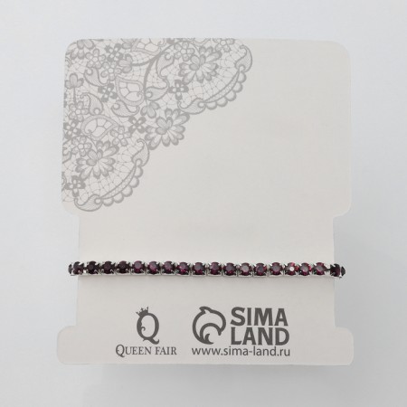 Bracelet with rhinestones "ice" 1 row, purple color in silver, l = 7 cm-5