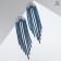 Hanging earrings with rhinestones "Waterfall" fan, blue color in gray metal, 9.5 cm