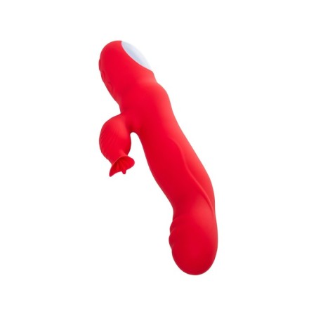 Jos Redli vibrator with a moving head, silicone, red color, 21 cm-11