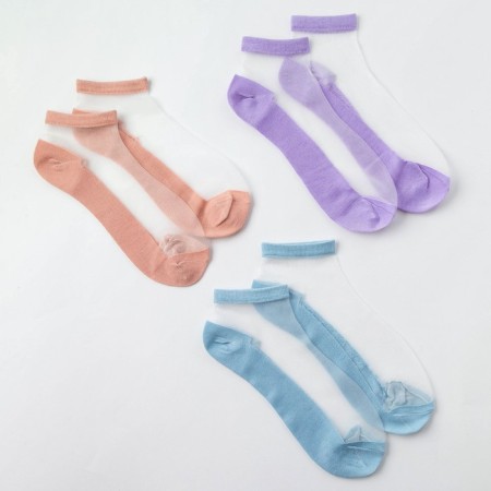 Set of glass socks 3 pairs, river 35-37 (22-25 cm), central rose/goal/lavender