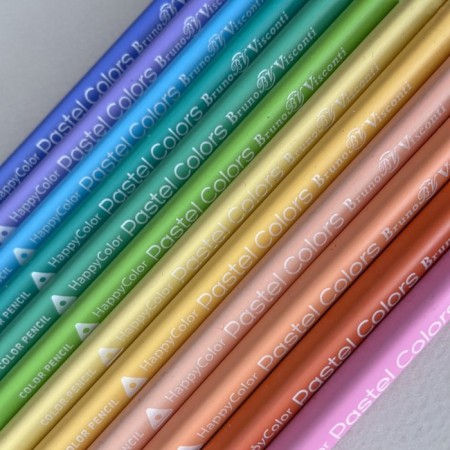 Caucal pencils 12 colors BrunovisConti Happycolor "pastel", three -sided, mix-2
