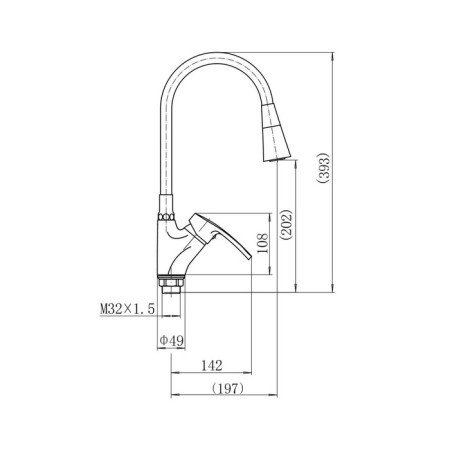 Fashun A4466+A7357 kitchen mixer, single -leaf, flexible spout, brass, gray-1