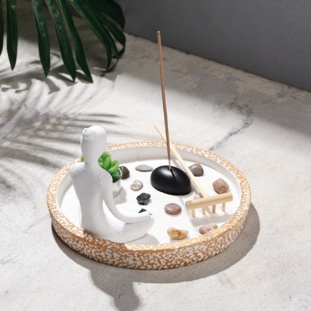 Garden of Stones with a stand for incense "Harmony", 17x17x13cm, Concrete-1
