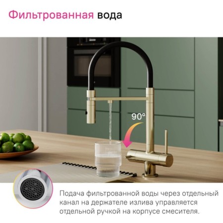 IDDIS ACE kitchen mixer, with filter and flexible pour, color matte gold-2