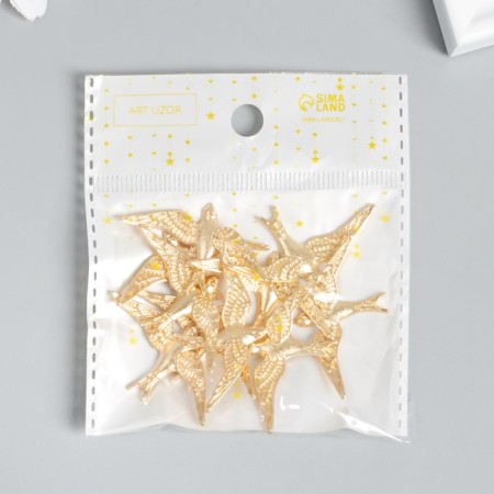 Decor for creativity Metal "Swallow" gold 3.7x2.3 cm-4