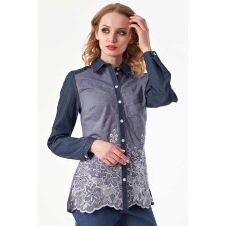 Female shirt, size 42, blue, blue color-1