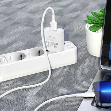 Network charger Borofone BA74A, USB, 2.1 A, white-8