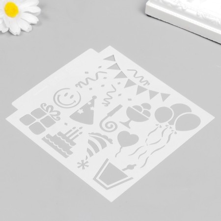 Plastic stencil "Birthday" 13x13 cm-4