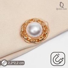 Magnet for a “pearl” scarf, white color in gold