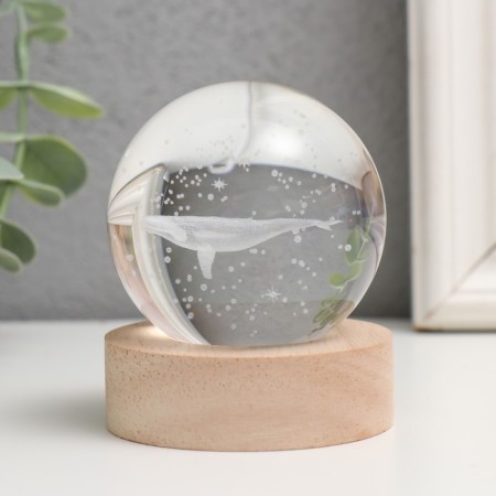 Souvenir glass backlight "Kit" d = 6 cm stand wood, usb 6.5x6.5x7.5 cm-1