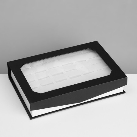 Standing for jewelry "Casket" 36 seats, 18.5 × 13 × 4 cm, black and white color-3