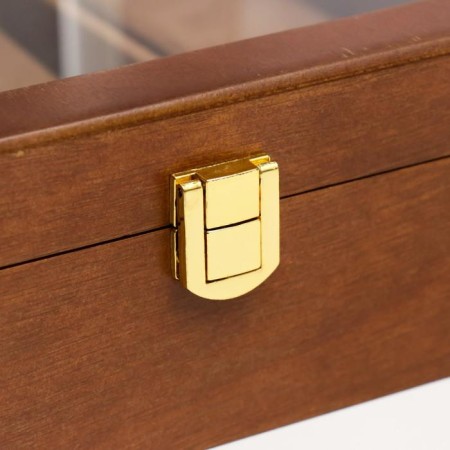 Casket wood for clock 3 divisions and jewelry "Cinnamon" 7.4x18x22 cm-3