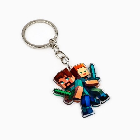 Key keychain Children's acrylic "Minecraft", 4.2 x 9.5 cm-1