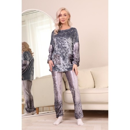 Female suit, size 44, gray color-2