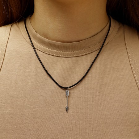 Unisex “arrow”, color black silver on a black lace, 44.5 cm-2
