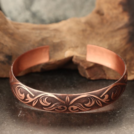 Bracelet "Flowering", plate, narrow, copper