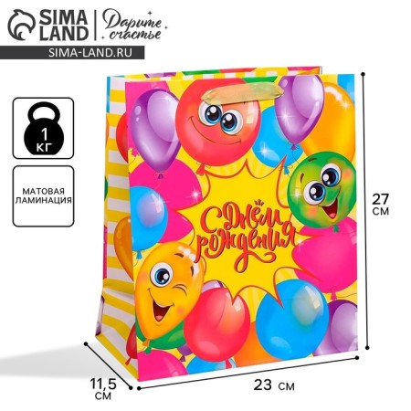 Gift laminated vertical, packaging, “Fun birthday!”, Ml 23 x 27 x 11.5 cm