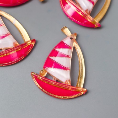 Decor for creativity plastic "Sailor Pink" with gold 2.9x2.3 cm
