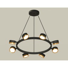 Комплект подвесного поворотного светильника Ambrella light, Traditional DIY, XB9198152, 8хGX53, цвет чёрный песок, золото желтое полированное