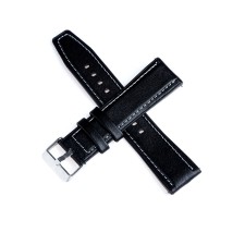 Hourly strap with fast-removable hairpins, 22 mm, eco-leather, L-22 cm, black