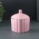 Casket with a lid - the candlestick "relief heart" 10x8x8cm, pink