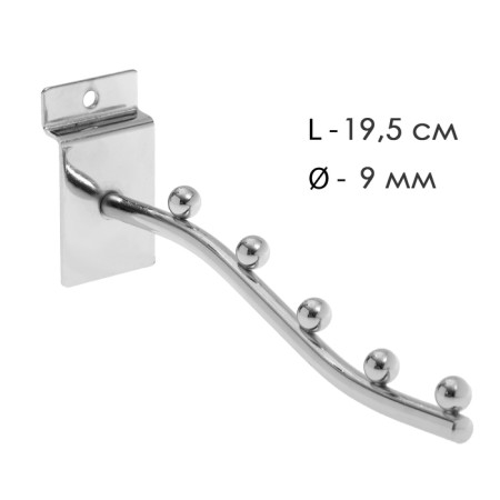Crohgstein for economy panels, curved, 5 balls, d = 9mm, l = 19.5 cm, chromium color
