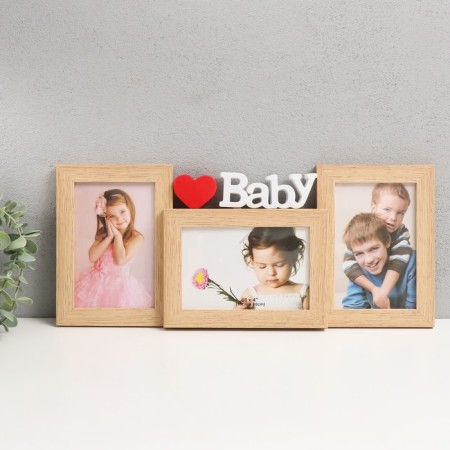 Photo frame plastic in 3 photos 10x15 cm "My beloved baby" Book light 41x18 cm