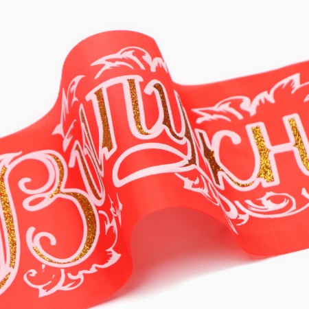 Set of ribbons "Graduate", red 3D atlas, 5pcs-1