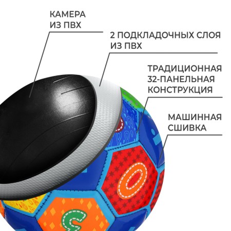 Football ball, PVC, machine stitching, 32 panels, p. 2, Mix colors-2