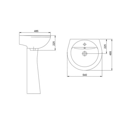 Santeri washbasin "Sonata" 1.3111.2.s01.11b.0, 540 x 485 mm, overflow, white with interspersed-3